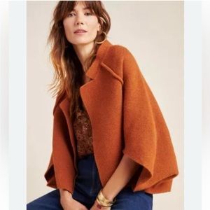 Anthropologie Orange Poncho Sweater